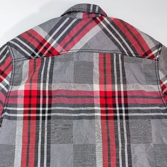 Rout 66 button down shirt men's size S grey red plaid short western country styl - Picture 4 of 12